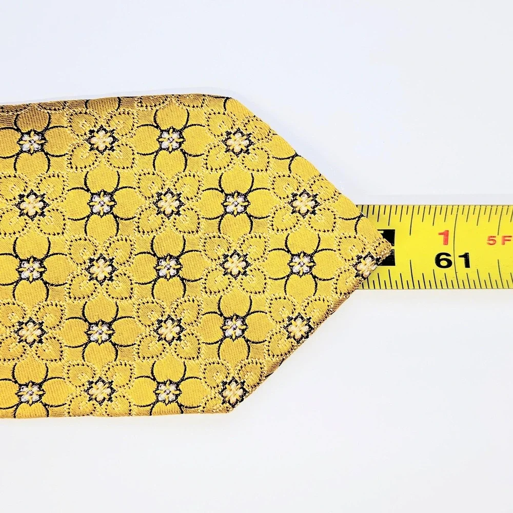 Ermenegildo Zegna Tie Mens One Size Yellow Floral Silk Jacquard Made In Italy